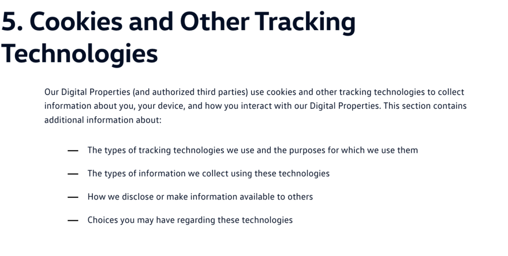 GDPR privacy policy-cookies and tracking technologies 